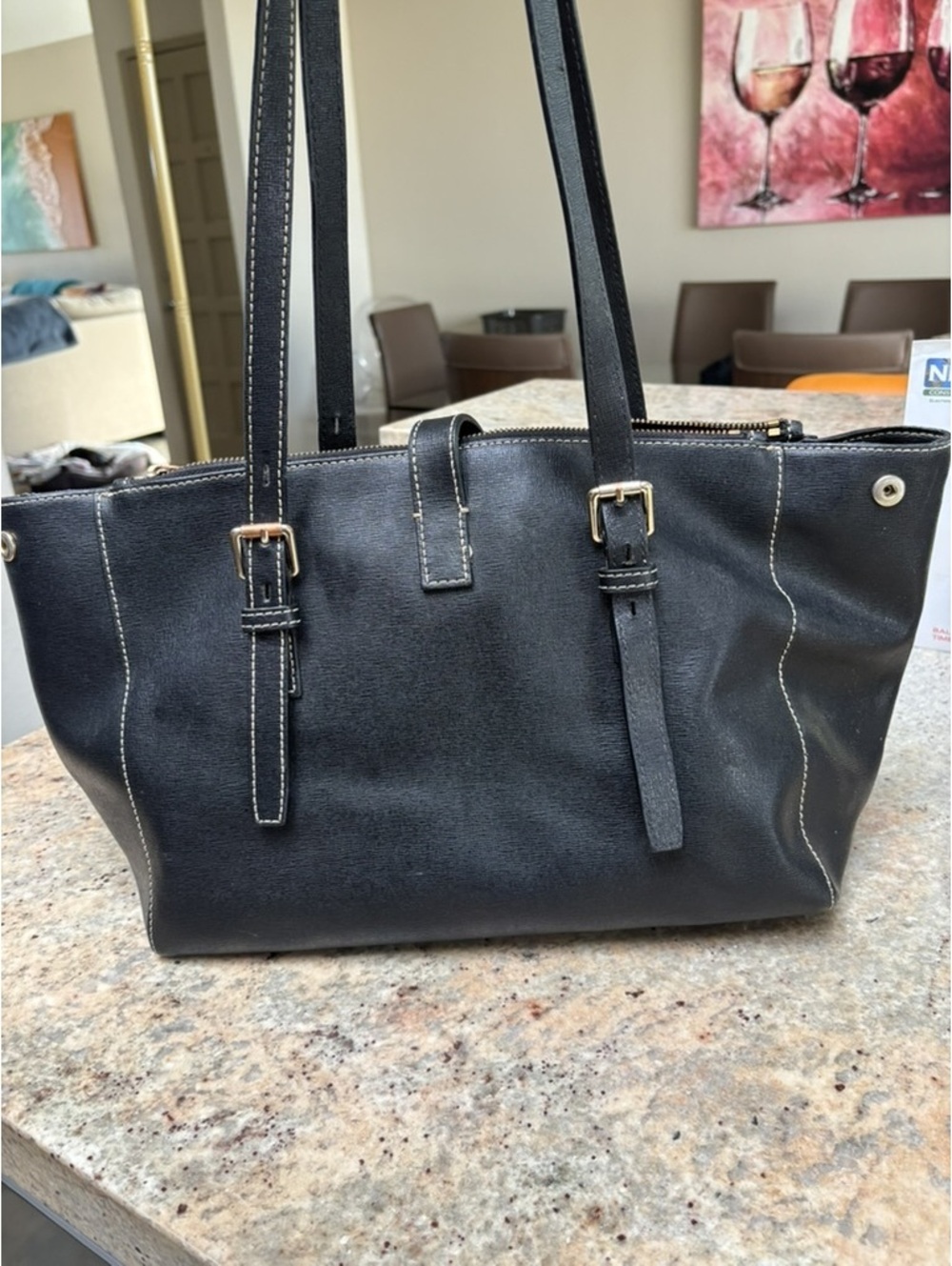 Dooney & Bourke Black Saffiano Leather Shopper Tote Needs Repair